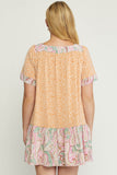 Mixed Print Square Neck Dress