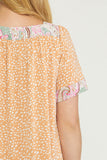 Mixed Print Square Neck Dress