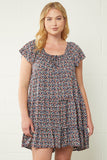 ENTRO USA Micro Floral Tiered Dress