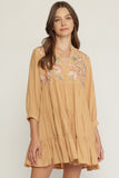 ENTRO USA Floral Embroidered Tiered Dress