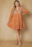 ENTRO USA Floral Embroidered Tiered Dress