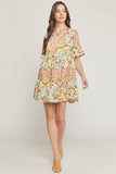 Mixed Floral Ruffle Dress
