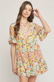 Entro Usa Floral Mixed Ruffle Dress