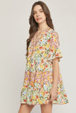 Mixed Floral Ruffle Dress