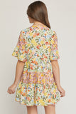Mixed Floral Ruffle Dress