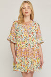Mixed Floral Ruffle Dress
