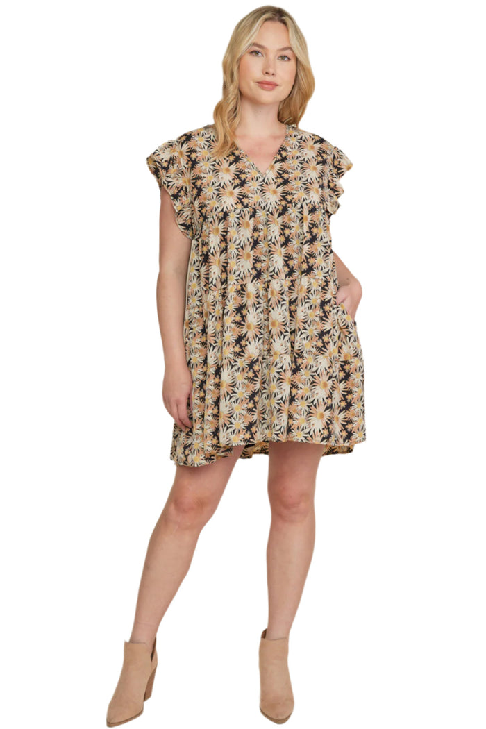 Entro Usa Floral Ruffle Tiered Dress