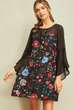 Floral Bell Sleeve Mini Dress
