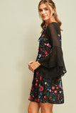 Floral Bell Sleeve Mini Dress