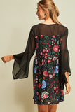 Floral Bell Sleeve Mini Dress