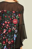 Floral Bell Sleeve Mini Dress