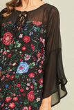 Floral Bell Sleeve Mini Dress