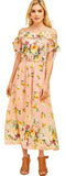 Floral Lace Up Maxi Dress