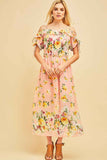 Floral Lace Up Maxi Dress