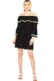 Off The Shoulder Bell Sleeve Dress, Black