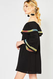 Off The Shoulder Bell Sleeve Dress, Black