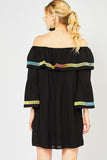 Off The Shoulder Bell Sleeve Dress, Black