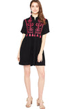entro embroidered & Tassel mini dress