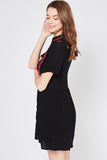 Embroidered & Tassel Mini Dress, Black