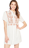 entro embroidered tassel mini dress