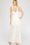 Lace & Ruffle Maxi Romper