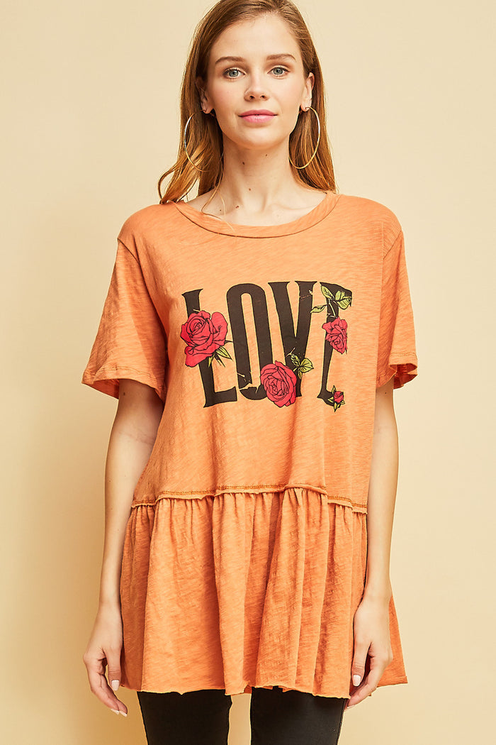 Love graphic peplum top entro