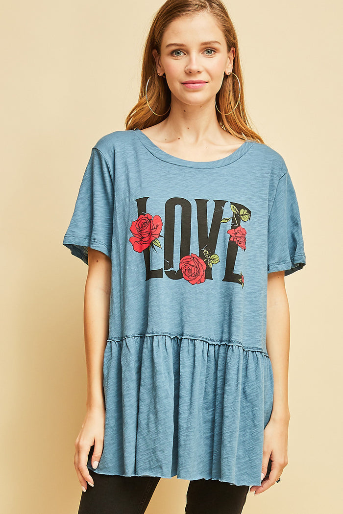 entro love graphic peplum top
