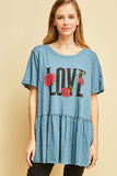 entro love graphic peplum top