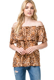 entro Leopard Print Off The Shoulder Top