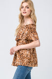 Leopard Print Off The Shoulder Top