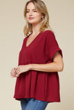Textured Babydoll Top, Ruby