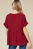 Textured Babydoll Top, Ruby