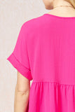 Textured Babydoll Top, Hot Pink