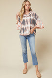 Tie Dye Cowl Neck Top
