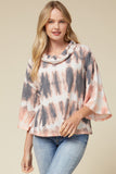 ENTRO Tie Dye Cowl Neck Top