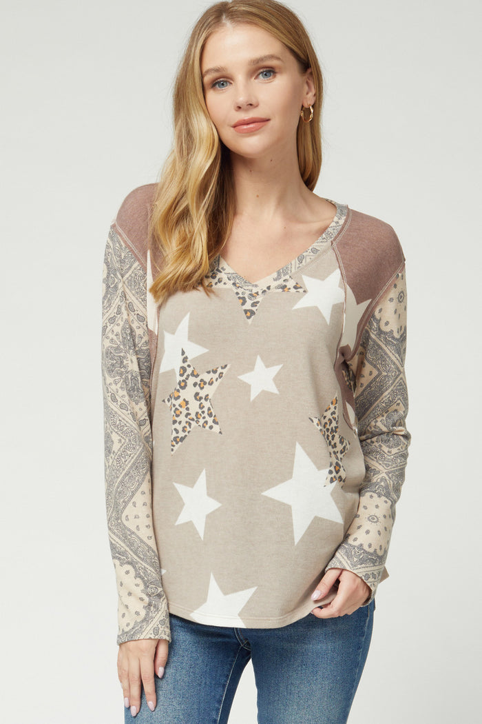 entro USA Paisley, Leopard & Star Top