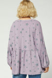 Star Peplum Top, Lavender