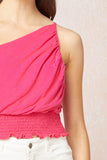 One Shoulder Crop Top, Fuchsia