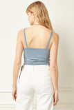 Shirred Cropped Cami, Blue