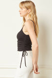 Shirred Cropped Cami, Black