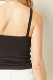 Shirred Cropped Cami, Black