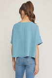 Round Neck Babydoll Top, Blue