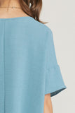 Round Neck Babydoll Top, Blue