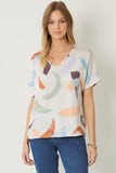entro USA Brushstroke V-neck Top