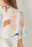 Brushstroke V-Neck Top, Natural