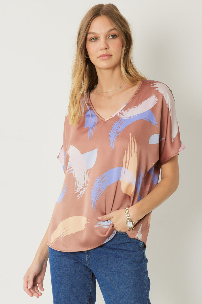 entro USA Brushstroke V-neck Top