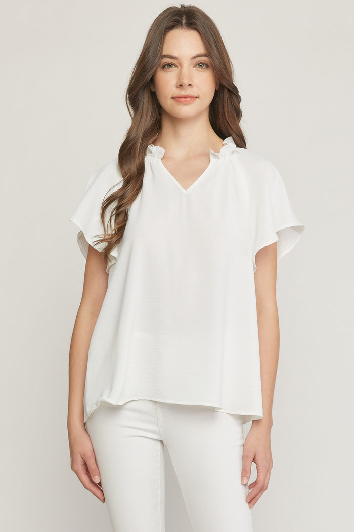entro USA ruffled flutter sleeve blouse