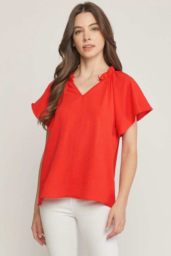 entro USA ruffled flutter sleeve blouse