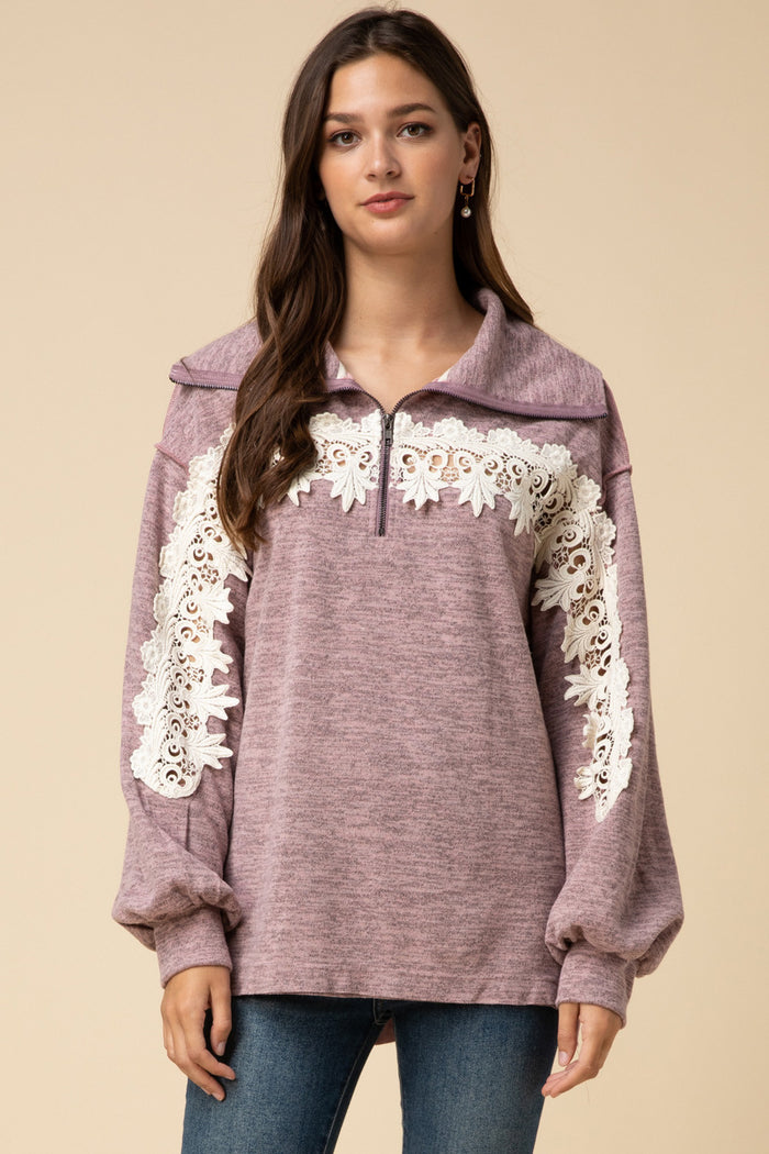 All About the Lace Pullover, Mauve