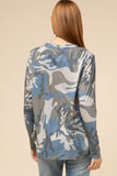 Camo Keyhole Top, Blue